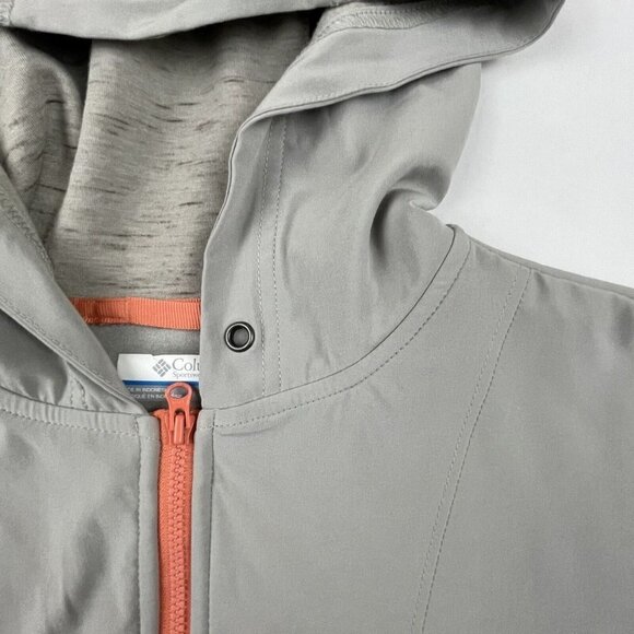 Columbia Hooded Lightweight Jacket Women’s M Knit Poly Overlay  Gray Activewear - Picture 13 of 13